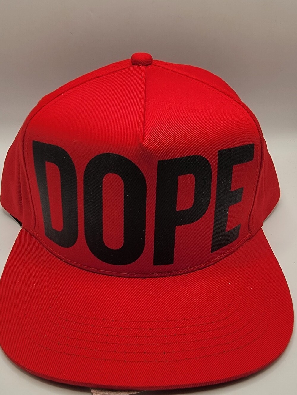 DOPE Red Snapback Hat with Bold Black DOPE Graphic